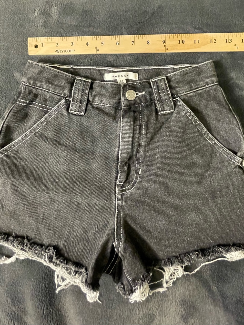 PacSun Black Frayed Denim Cutoff Shorts Size 25
